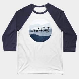 Mountains Ombre |Watercolor Indigo Texture Baseball T-Shirt